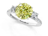 White gold Three-Stone Fancy Yellow Round Cut Cut Diamond Pavé Band with Prong Setting_40