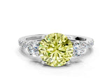 White gold Three-Stone Fancy Yellow Round Cut Cut Diamond Pavé Band with Prong Setting_51