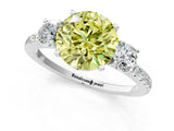 White gold Three-Stone Fancy Yellow Round Cut Cut Diamond Pavé Band with Prong Setting_52