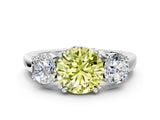 White gold Three-Stone Fancy Yellow Round Cut Cut Diamond Ring with Channel Set Band and Four-Prong Setting_12
