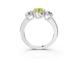 White gold Three-Stone Fancy Yellow Round Cut Cut Diamond Ring with Channel Set Band and Four-Prong Setting_15