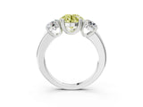 White gold Three-Stone Fancy Yellow Round Cut Cut Diamond Ring with Channel Set Band and Four-Prong Setting_15