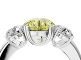 White gold Three-Stone Fancy Yellow Round Cut Cut Diamond Ring with Channel Set Band and Four-Prong Setting_16