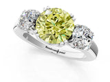 White gold Three-Stone Fancy Yellow Round Cut Cut Diamond Ring with Channel Set Band and Four-Prong Setting_49