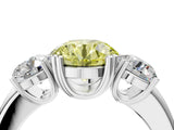 White gold Three-Stone Fancy Yellow Round Cut Cut Diamond Ring with Channel Set Band and Four-Prong Setting_52