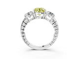 White gold Three-Stone Fancy Yellow Round Cut Cut Diamond Ring with Channel-Set Band and Prong Setting_3
