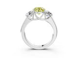 White gold Three-Stone Fancy Yellow Round Cut Cut Diamond Ring with Prong Setting and Classic Band_3