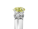 White gold Three-Stone Fancy Yellow Round Cut Cut Diamond Ring with Prong Setting and Classic Band_5