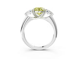 White gold Three-Stone Fancy Yellow Round Cut Cut Diamond Ring with Trillion Side Stones and Four-Prong Setting_14