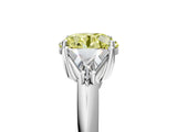 White gold Three-Stone Fancy Yellow Round Cut Cut Diamond Ring with Trillion Side Stones and Four-Prong Setting_16