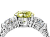 White gold Three-Stone Fancy Yellow Round Cut Cut Milgrain Band Prong Setting Ring_4