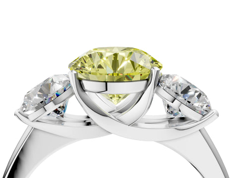 White gold Three-Stone Fancy Yellow Round Cut Cut Solitaire Ring with Classic Prong Setting_16