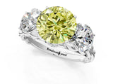 White gold Three-Stone Fancy Yellow Round Cut Diamond Braided Band Ring with Four-Prong Setting_34