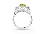 White gold Three-Stone Fancy Yellow Round Cut Diamond Braided Band Ring with Four-Prong Setting_36