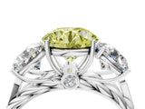 White gold Three-Stone Fancy Yellow Round Cut Diamond Braided Band Ring with Four-Prong Setting_37