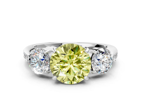 White gold Three-Stone Fancy Yellow Round Cut Diamond Channel Set Engagement Ring with Prong Setting_36