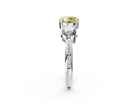 White gold Three-Stone Fancy Yellow Round Cut Diamond Channel Set Engagement Ring with Prong Setting_38