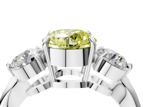 White gold Three-Stone Fancy Yellow Round Cut Diamond Channel Set Engagement Ring with Prong Setting_40