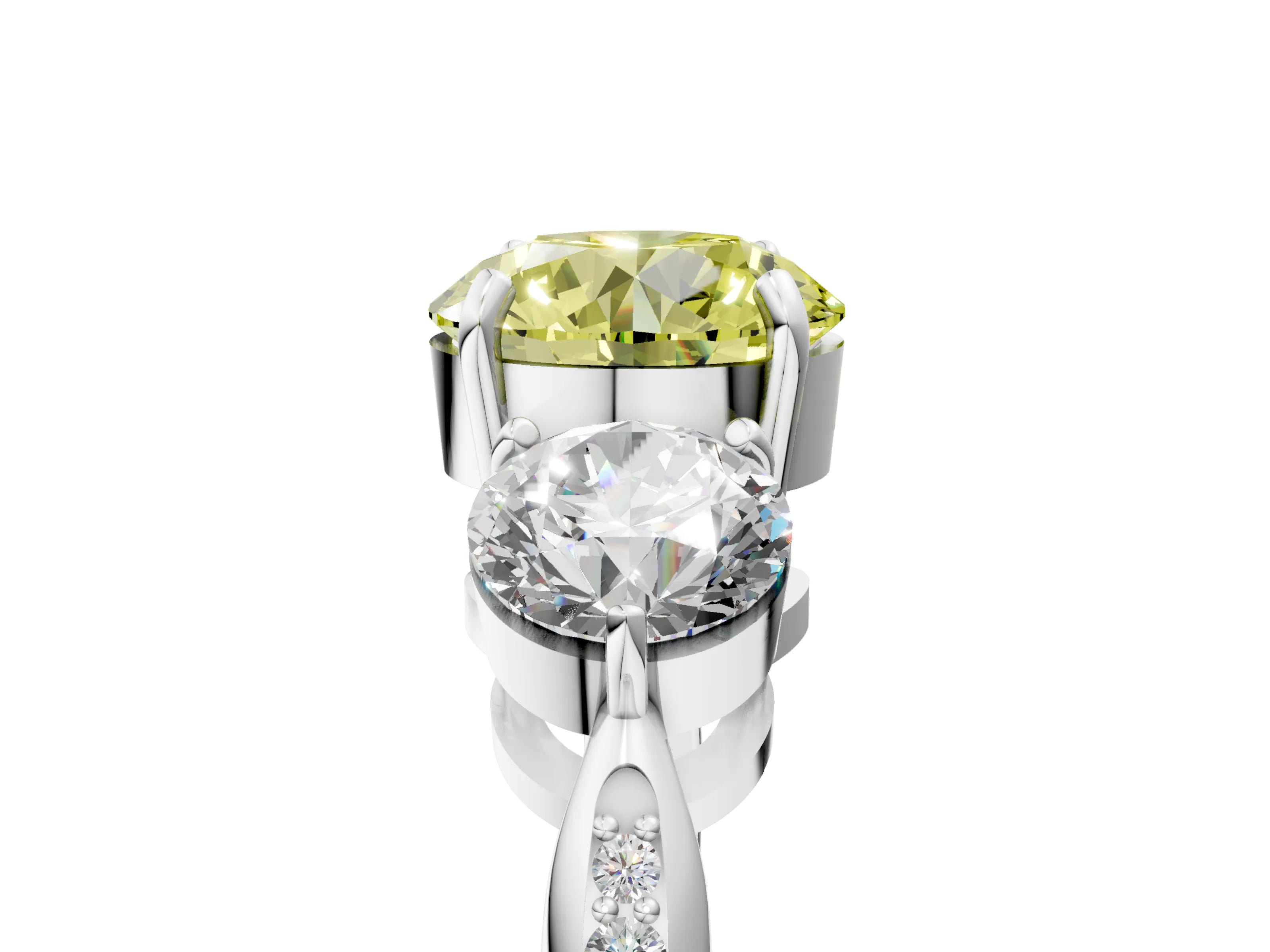White gold Three-Stone Fancy Yellow Round Cut Diamond Channel Set Engagement Ring with Prong Setting_41