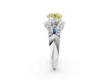 White gold Three-Stone Fancy Yellow Round Cut Diamond Engagement Ring with Pave Band and Prong Setting_14