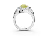 White gold Three-Stone Fancy Yellow Round Cut Diamond Engagement Ring with Pave Band and Prong Setting_15
