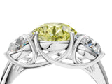 White gold Three-Stone Fancy Yellow Round Cut Diamond Engagement Ring with Prong Setting_19