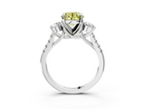 White gold Three-Stone Fancy Yellow Round  Cut Diamond Pavé Band with Four-Prong Setting_15