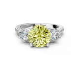 White gold Three-Stone Fancy Yellow Round  Cut Diamond Pavé Band with Four-Prong Setting_25