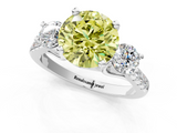 White gold Three-Stone Fancy Yellow Round  Cut Diamond Pavé Band with Four-Prong Setting_26