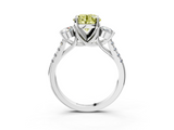 White gold Three-Stone Fancy Yellow Round  Cut Diamond Pavé Band with Four-Prong Setting_28