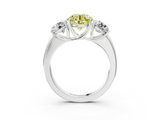 White gold Three-Stone Fancy Yellow Round  Cut Diamond Ring with Channel-Set Band and Four-Prong Setting_20