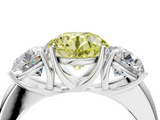 White gold Three-Stone Fancy Yellow Round  Cut Diamond Ring with Channel-Set Band and Four-Prong Setting_21