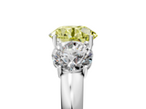 White gold Three-Stone Fancy Yellow Round  Cut Diamond Ring with Channel-Set Band and Four-Prong Setting_22
