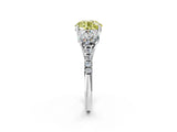 White gold Three-Stone Fancy Yellow Round Cut Diamond Ring with Pavé Band and Prong Setting_108