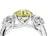 White gold Three-Stone Fancy Yellow Round Cut Diamond Ring with Pavé Band and Prong Setting_110
