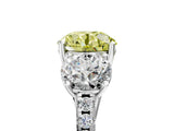 White gold Three-Stone Fancy Yellow Round Cut Diamond Ring with Pavé Band and Prong Setting_111