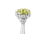 White gold Three-Stone Fancy Yellow Round Cut Diamond Ring with Pear  Side Stones in Four-Prong Setting_17
