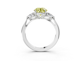 White gold Three-Stone Fancy Yellow Round  Cut Diamond Ring with Pear Side Stones in Four-Prong Setting_3