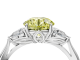 White gold Three-Stone Fancy Yellow Round  Cut Diamond Ring with Pear Side Stones in Four-Prong Setting_4