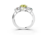 White gold Three-Stone Fancy Yellow Round Cut Diamond Ring with Round Side Stones, Classic Band, and Four-Prong Setting_51
