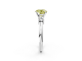White gold Three-Stone Fancy Yellow Round  Cut Diamond Solitaire with Prong Setting and Classic Band_2