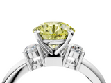 White gold Three-Stone Fancy Yellow Round  Cut Diamond Solitaire with Prong Setting and Classic Band_4