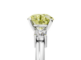 White gold Three-Stone Fancy Yellow Round  Cut Diamond Solitaire with Prong Setting and Classic Band_5