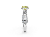 White gold Three-Stone Fancy Yellow Round  Cut Diamond Twist Band with Prong Setting_2