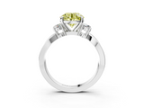 White gold Three-Stone Fancy Yellow Round  Cut Diamond Twist Band with Prong Setting_3