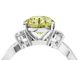 White gold Three-Stone Fancy Yellow Round  Cut Diamond Twist Band with Prong Setting_4