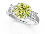 White gold Three-Stone Fancy Yellow Round  Cut Solitaire Ring with Prong Setting_4