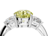 White gold Three-Stone Fancy Yellow Round  Cut Solitaire Ring with Prong Setting_7