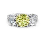 White gold Three-Stone Fancy Yellow Round  Diamond Milgrain Pave Band with Prong Setting 1