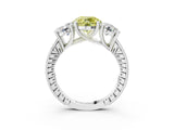 White gold Three-Stone Fancy Yellow Round  Diamond Milgrain Pave Band with Prong Setting 4